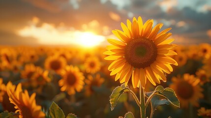 Wall Mural - Sunflower Field at Sunset