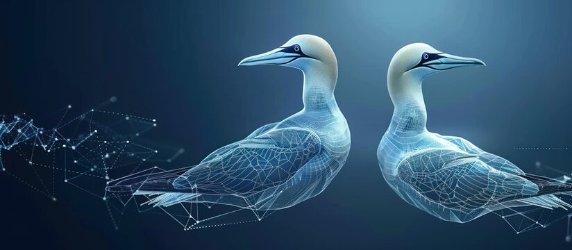 Digital Wireframe of Two Gannets