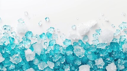 Blue and White Crystal Scattered on White Background