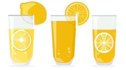 Wall Mural - Three Glasses of Lemonade with Lemon Slices