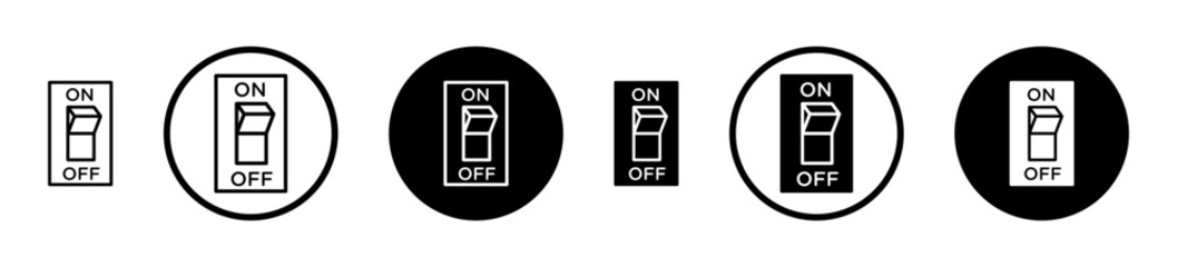 Wall Mural - Light switch off black filled and outlined icon set