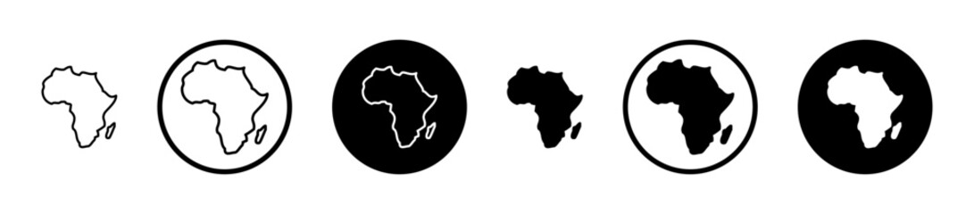 Wall Mural - Earth africa black filled and outlined icon set