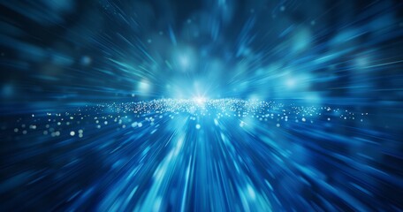 Wall Mural - abstract blue digital background with glowing light rays and mist, futuristic technology concept des