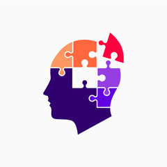 human head puzzle mind think match smart idea logo vector icon illustration