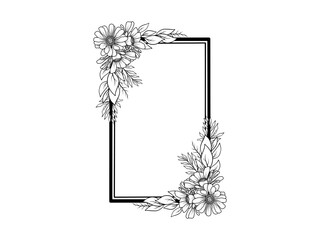 Wall Mural - Frame Flower Sketch Line Art