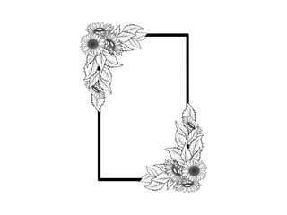 Wall Mural - Flower Line Art Black and White