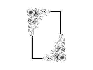 Wall Mural - Flower Line Art Black and White