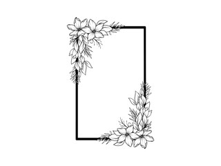 Wall Mural - Flower Line Art Frame Background