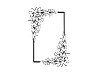 Wall Mural - Flower Line Art Frame Background