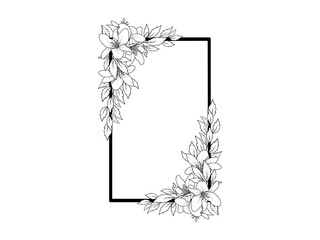 Wall Mural - Flower Frame Line Art Illustration