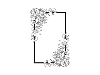 Wall Mural - Flower Frame Line Art Illustration