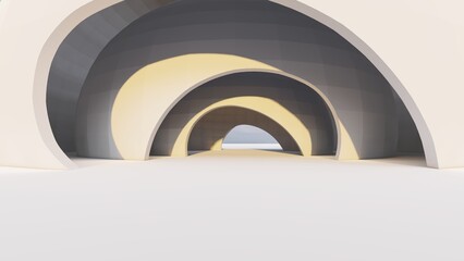 Wall Mural - Abstract architecture background arched interior 3d render