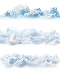 Collection of clouds isolated on transparent or white background 