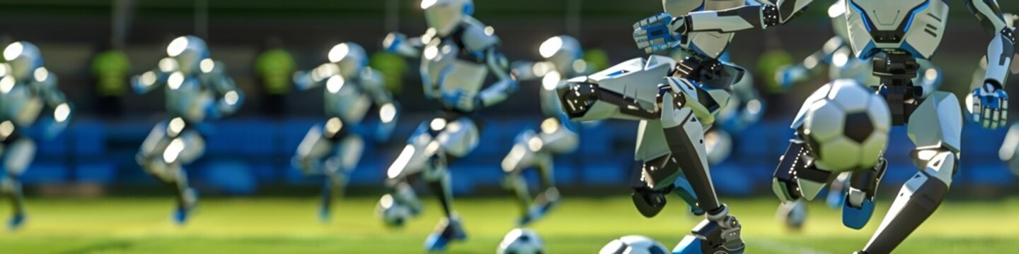 Showcasing an Intelligent Football Robot Match at the European Football Championship, Demonstrating Advanced Gait Generation and Control Mechanisms, Highlighting the Integration of Technology in Sport