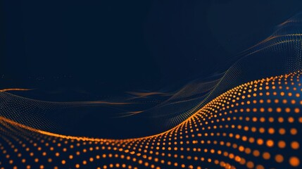 Technology dark navy blue background with abstract orange halftone dot texture