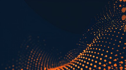 Technology dark navy blue background with abstract orange halftone dot texture