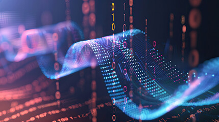 Futuristic digital technology background with flowing binary code