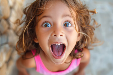 Little girl making silly and funny faces, capturing the joy and playfulness of childhood