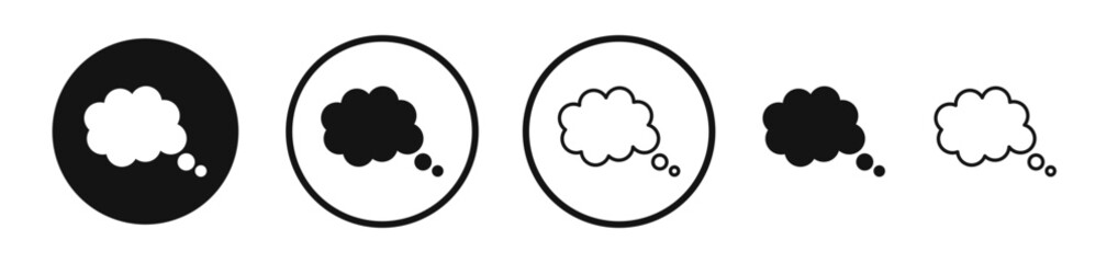 Thought bubble flat liner icon set.