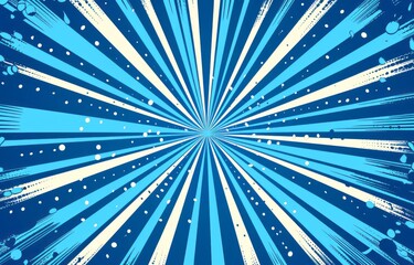 Wall Mural - blue background with blue rays for comic book poster or advertising banner template design
