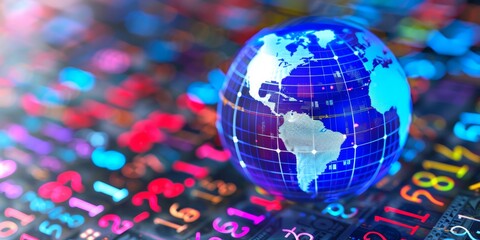 Poster - A globe with currency symbols from different countries, representing the interconnected global financial system