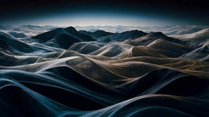 Wall Mural - ai illustration of an abstract representation of flowing waves with dark background