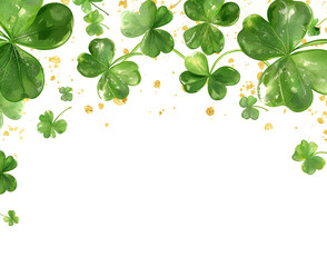 border frame clovers, green, gold, st patricks, transparent background