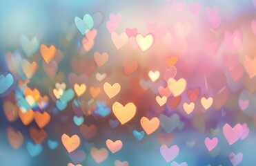 Blurred background with hearts and pastel colors