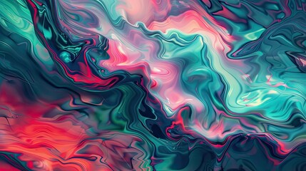 Wall Mural - an abstract image that is red, blue and green, in the style of matte photo, psychedelic illustration, video noise, fluid impressions, light magenta and dark azure
