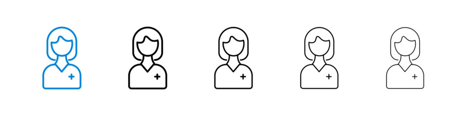 Wall Mural - nurse black and white vector icon