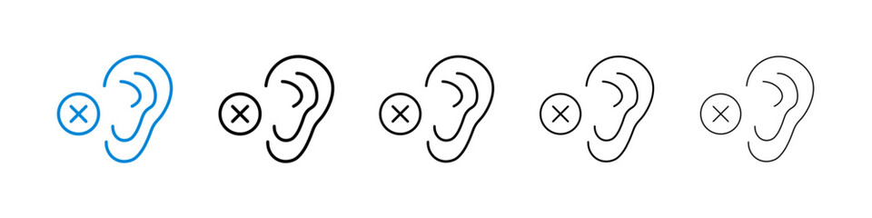 Wall Mural - Ear deaf black and white vector icon
