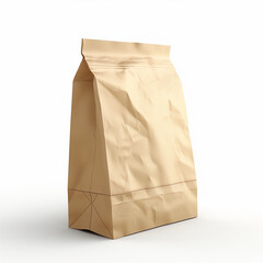 Wall Mural - paper bag, beige color, white background 