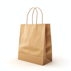 Wall Mural - paper bag, beige color, white background 