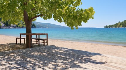 Sticker - beach with trees