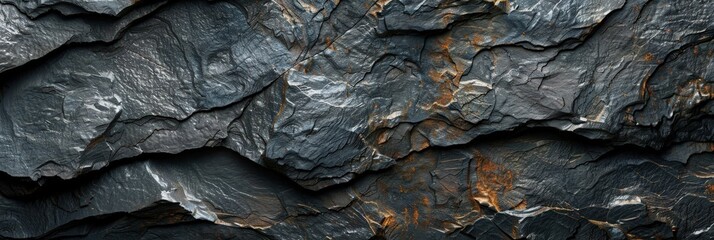 Poster - Close-up of Rough, Textured Black Slate