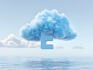 Wall Mural - Ethereal Blue Cloud E Hovering Above the Ocean