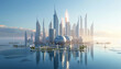 © chartchai - A futuristic city with a large building in the middle by AI generated image