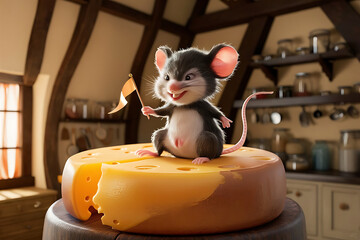 Wall Mural - mouse and cheese