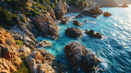 Wall Mural - Aerial View Of Beautiful Tropical Island Beach Landscape Background