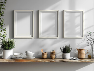 frame mockup for kitchen room, blank canvas, generated ai 