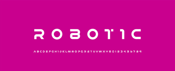 Wall Mural - technology font alphabet made robotic style