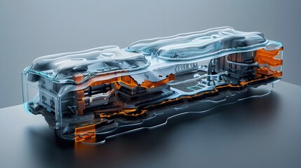 Wall Mural - Detailed Cross-Section of Intricate Zinc-Based Battery Cell with Layered Structures and Material Interplay