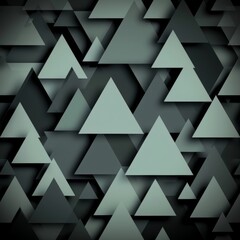 Wall Mural - Shimmering pixel triangles overlapping in geometric pattern on deep blue gradient