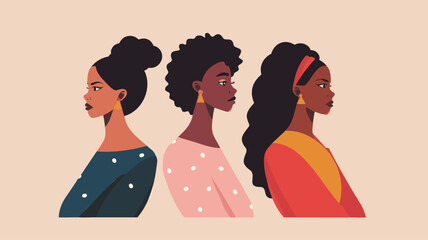 Three Diverse Women Stand United, Portraying Sisterhood, Friendship, and Empowerment