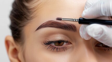 Poster - A woman is getting her eyebrows waxed