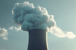 © Olegarx525 - Generative ai on theme of nuclear power plant made of huge smokestacks polluting the environment