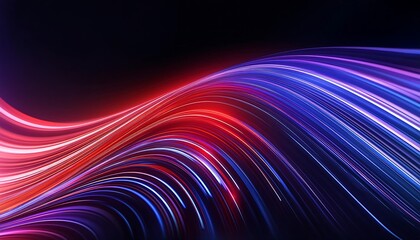 Wall Mural - Abstract futuristic background. red, Blue and pink motion blur lines set against a black