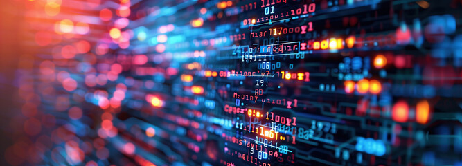 the digital tapestry: a symphony of code and light. a close-up image of a computer screen displaying