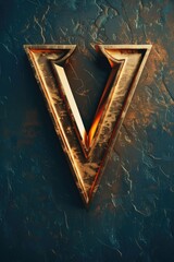 Wall Mural - A golden letter 'V' stands out against a bright blue background