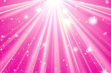 Pink background with white rays streaming down and glittering stars, perfect for a cute and mystical touch